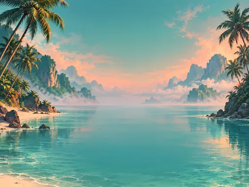 Palm Shores and Quiet Water — Anime wallpaper