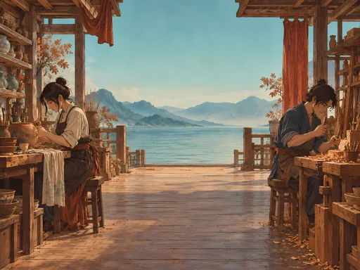 Two Craftspeople at Work — Anime wallpaper