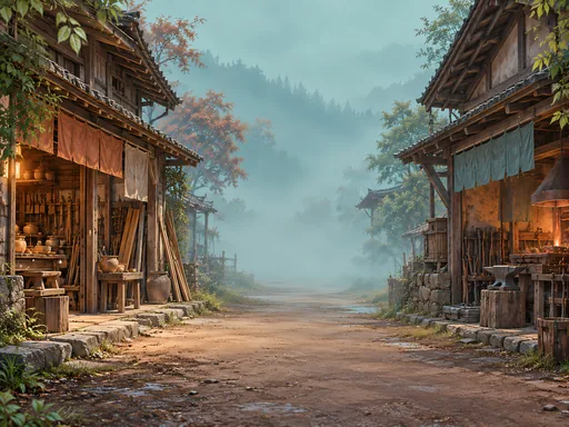 Village Workshop Lane — Anime wallpaper