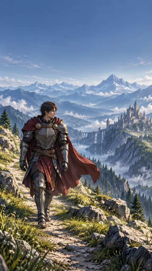 Knight on the Mountain Path — Anime wallpaper