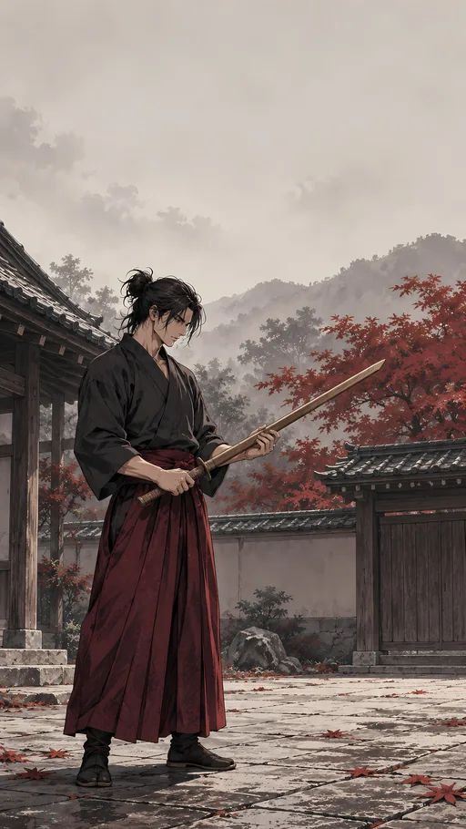Practice Sword in the Courtyard — Anime wallpaper