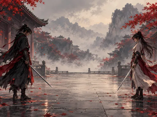 Sword Wanderers in the Courtyard — Anime wallpaper