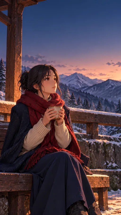Warm Mug at the Winter Shelter — Anime wallpaper