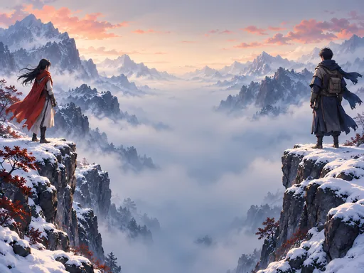 Travelers on Snowy Platforms — Anime wallpaper