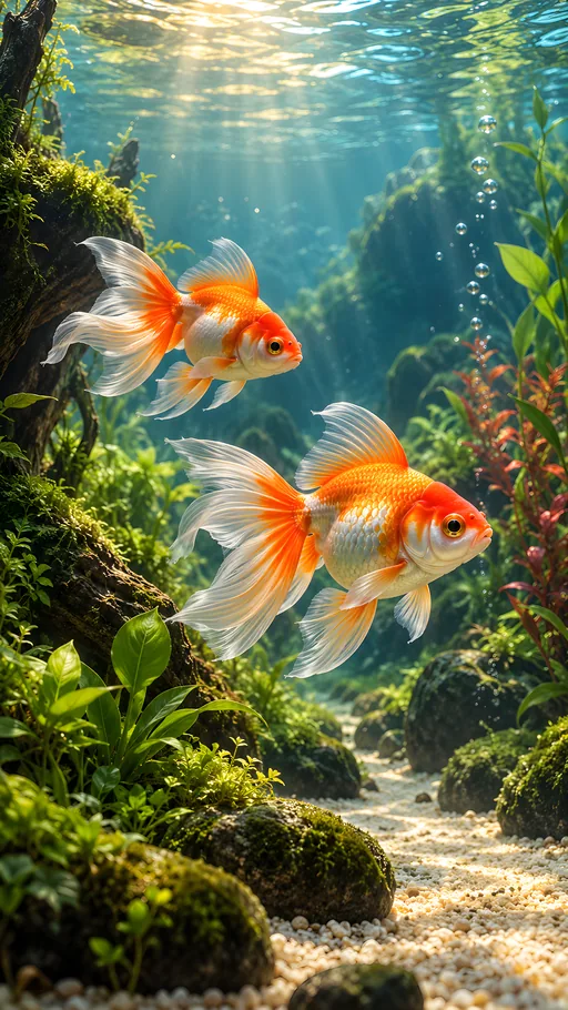 Goldfish in a Planted Aquascape — Animals & Wildlife wallpaper