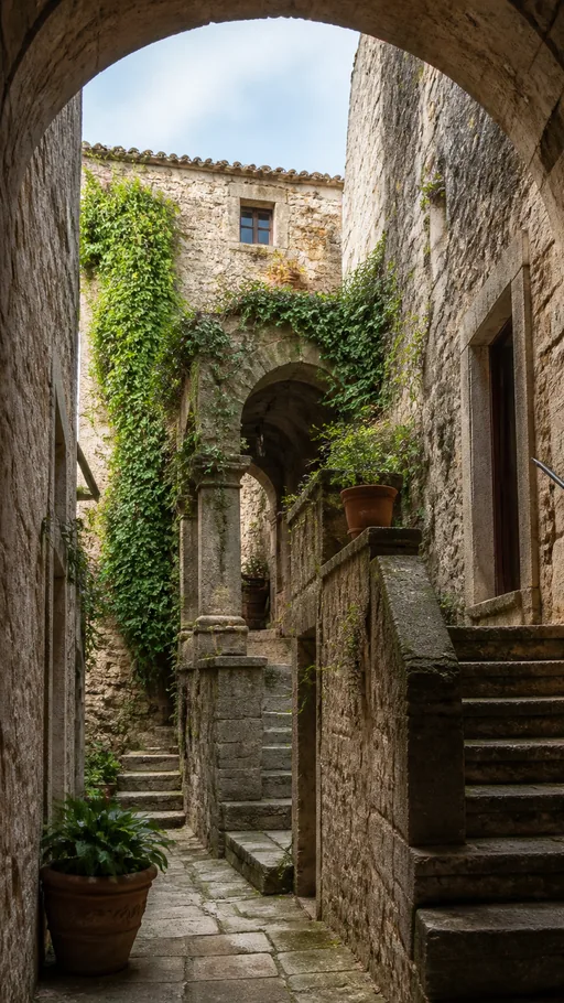 Weathered Stone Courtyard Viewed — Cities & Architecture wallpaper