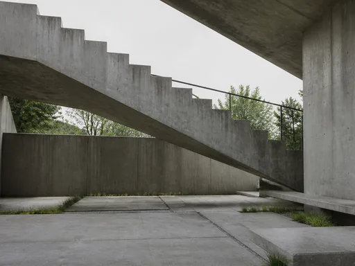 Brutalist Staircase Crossing A Quiet Concrete — Cities & Architecture Galaxy Fold wallpaper