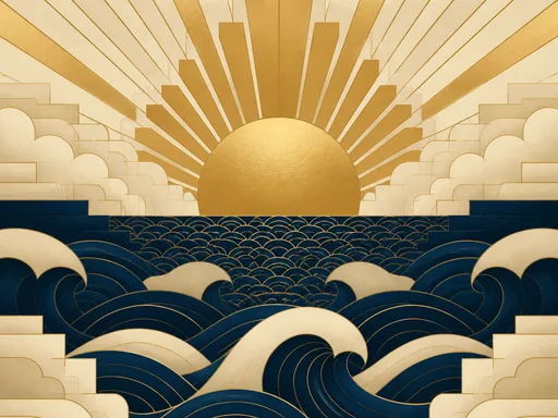 Art Deco Ocean Horizon Built — Art & Illustration Galaxy Fold wallpaper