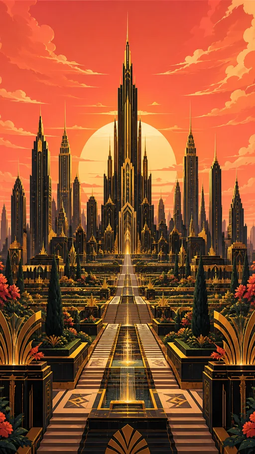 Tall Art Deco Skyline — Art & Illustration wallpaper