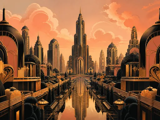 Broad Art Deco City — Art & Illustration Galaxy Fold wallpaper