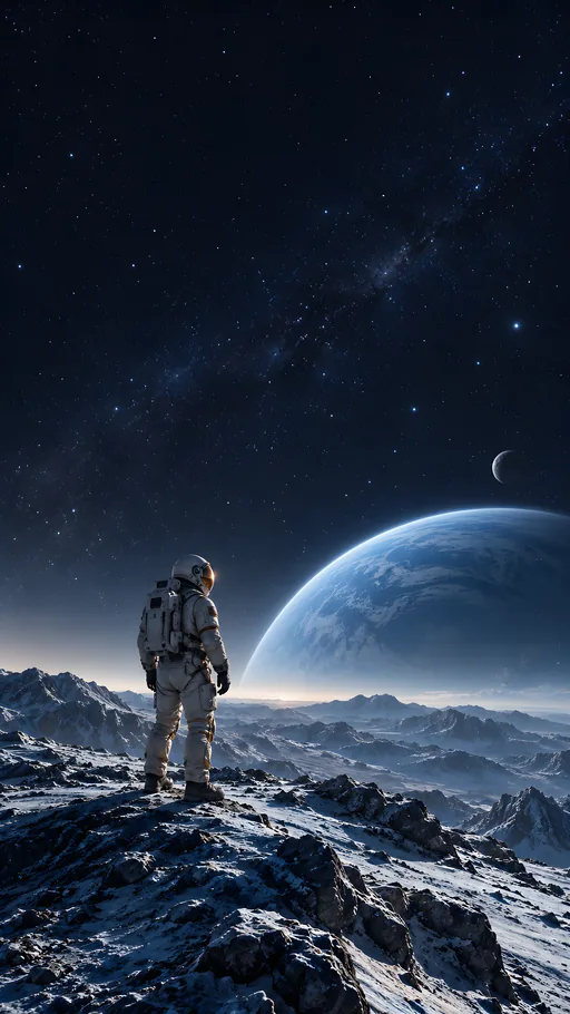 Astronaut on a Blue Alien Ridge — Space wallpaper