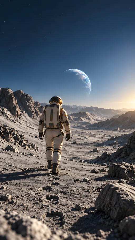 Astronaut in a Lunar Valley — Space wallpaper