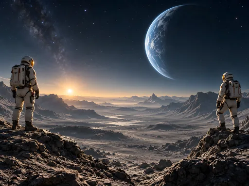Astronauts in an Alien Valley — Space wallpaper
