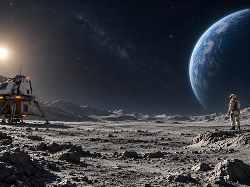 Lander and Lone Explorer — Space wallpaper