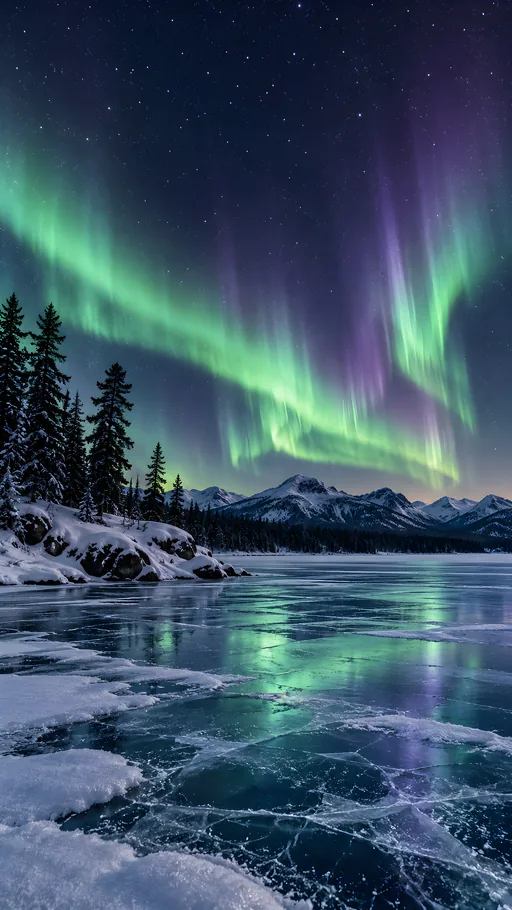 Aurora Over a Frozen Lake — Seasons & Weather wallpaper