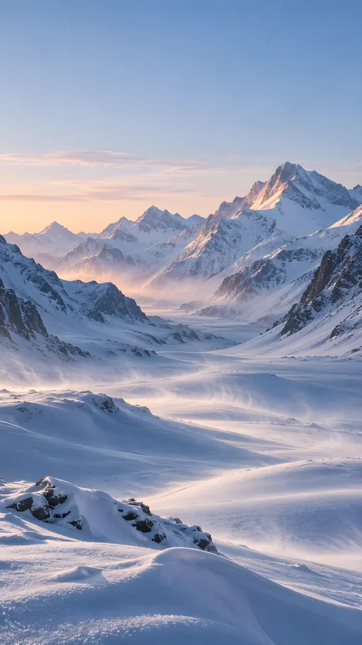 Snowy Valley at Dawn — Seasons & Weather wallpaper