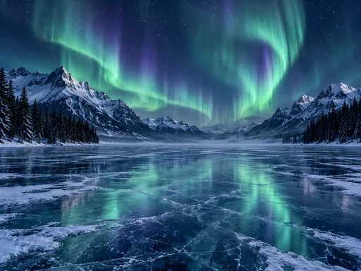 Aurora Reflected in a Frozen Lake — Seasons & Weather wallpaper
