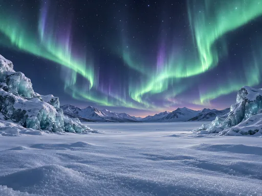 Aurora Over an Open Snowfield — Seasons & Weather wallpaper