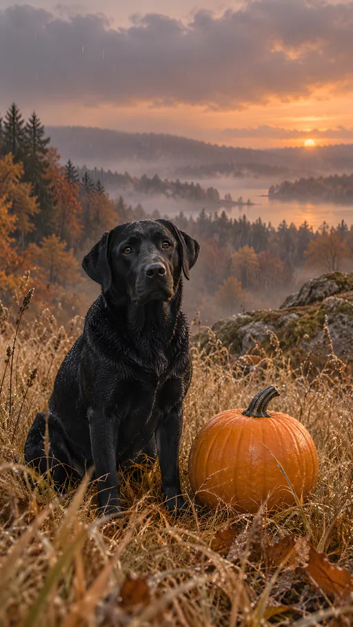 Black Lab with a Pumpkin — Pets wallpaper