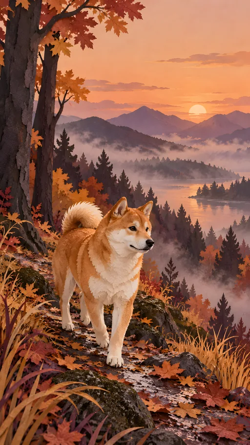 Paper-Cut Autumn Dog — Pets wallpaper