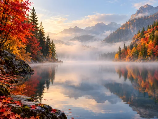 Foggy Autumn Lake — Seasons & Weather wallpaper