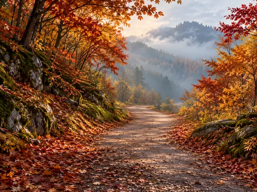 Leafy Autumn Path — Seasons & Weather wallpaper