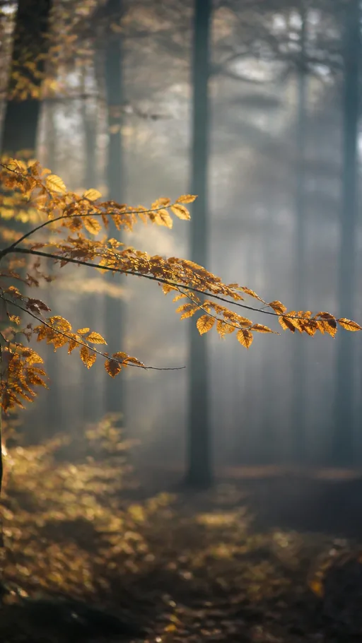 Single Amber Beech Branch Extending Into — Seasons & Weather wallpaper