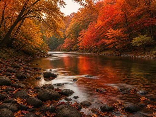 Broad Autumn River Curving — Seasons & Weather Galaxy Fold wallpaper