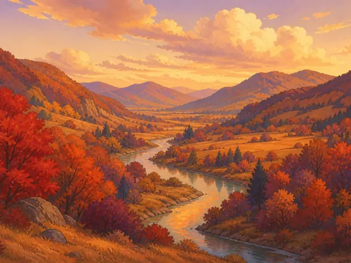 Wide Autumn Valley — Seasons & Weather Galaxy Fold wallpaper