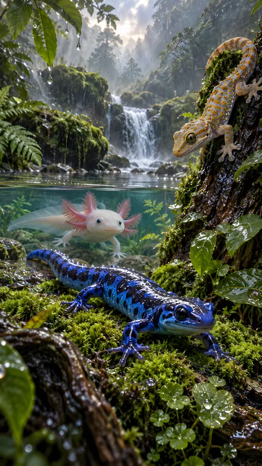Blue Salamander on Moss — Animals & Wildlife wallpaper