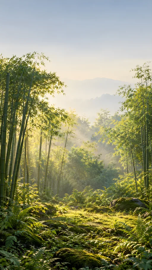 Bamboo Clearing with Ferns — Nature & Landscapes wallpaper