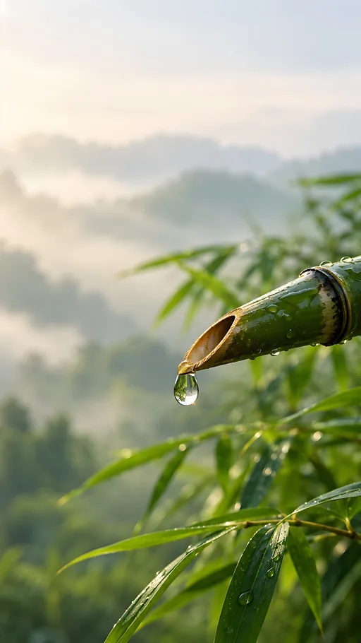 Rain Bead on a Bamboo Tip — Nature & Landscapes wallpaper