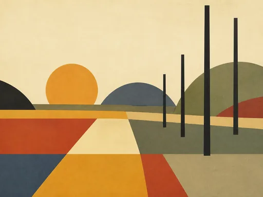 Broad Bauhaus-inspired Landscape Built — Art & Illustration Galaxy Fold wallpaper