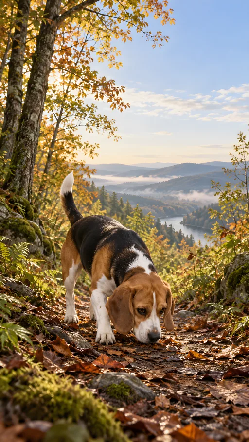 Beagle on a Woodland Trail — Pets wallpaper