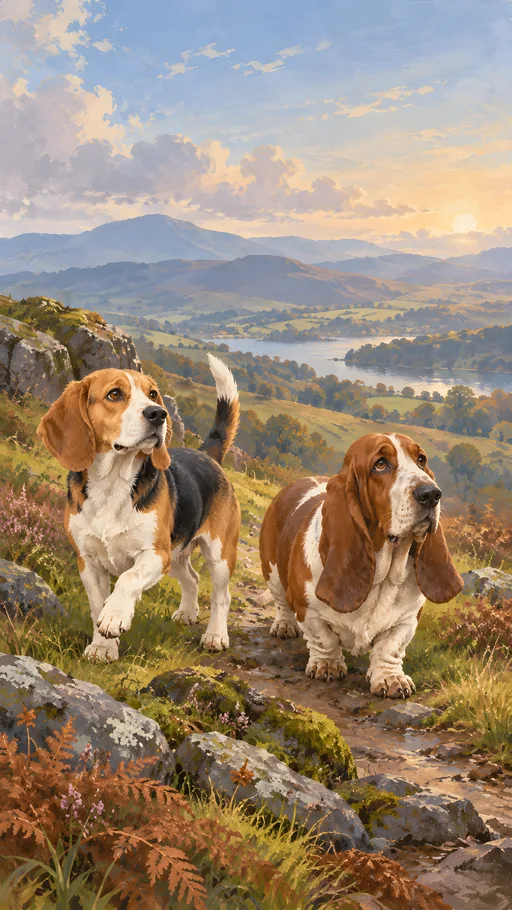 Storybook Hound Pair — Pets wallpaper