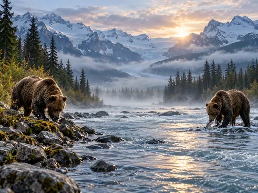 Brown Bears by a Glacial River — Animals & Wildlife wallpaper