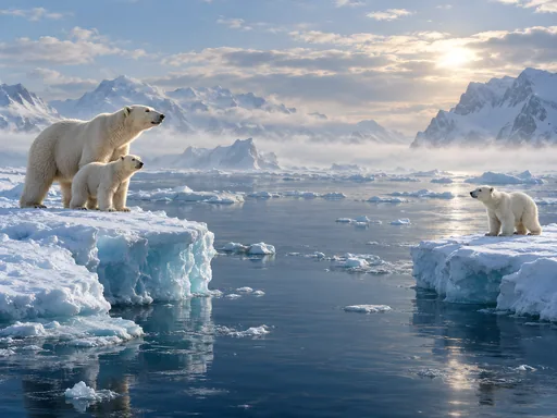 Polar Bear Family on the Ice — Animals & Wildlife wallpaper