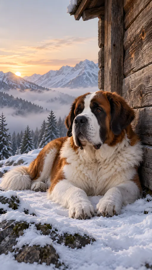 Saint Bernard in Winter Light — Pets wallpaper