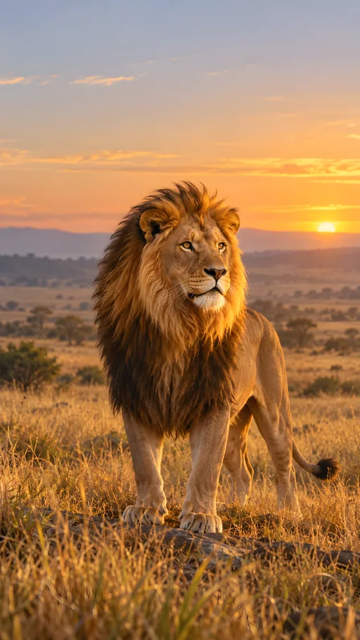 Lion in Golden Grass — Animals & Wildlife wallpaper
