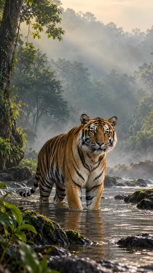 Bengal Tiger in Forest Water — Animals & Wildlife wallpaper