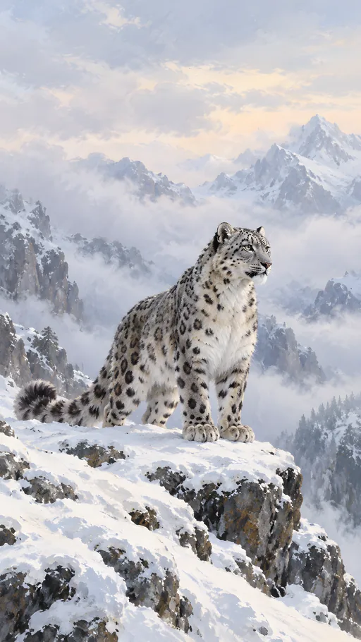 Snow Leopard in Mountain Fog — Animals & Wildlife wallpaper