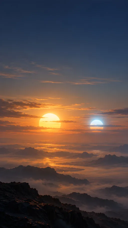 Twin Suns Through the Haze — Space wallpaper