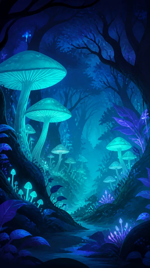 2D Painted Bioluminescent Nature — Nature & Landscapes wallpaper