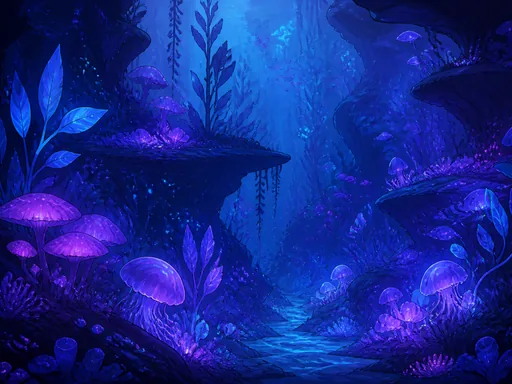 2D Painted Bioluminescent Nature — Nature & Landscapes wallpaper