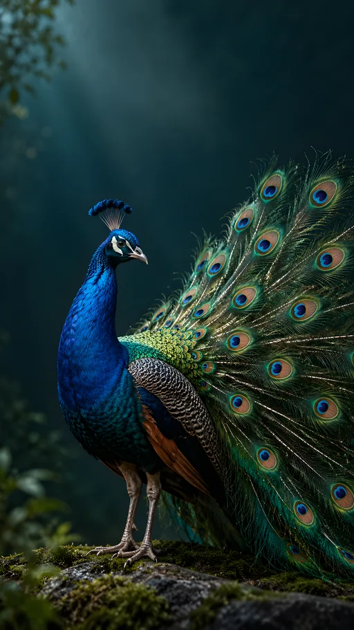 Peacock in Teal Light — Animals & Wildlife wallpaper