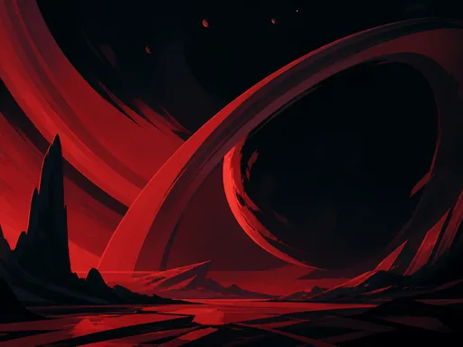 Black Illustrated Space Crimson Forms And — Minimal & Color wallpaper