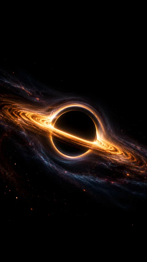 Black Hole with Amber Disk — Space wallpaper