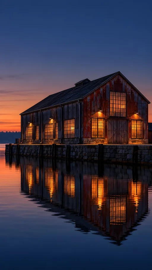 Harbor Warehouse at Dusk — Cities & Architecture wallpaper
