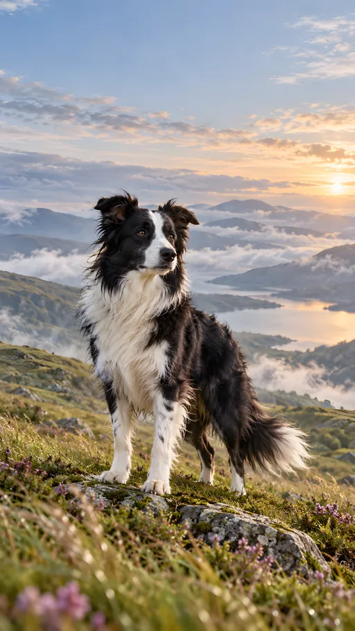 Border Collie on a Windy Hill — Pets wallpaper