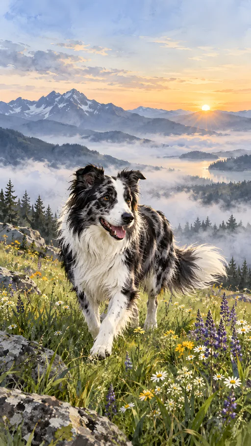 Ink-and-Watercolor Herding Dog — Pets wallpaper